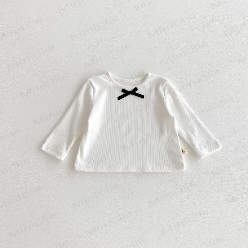 ベビーガールのリボン付きシンプルベースレイヤーTシャツ - 白 - 2～3歳 - image 14