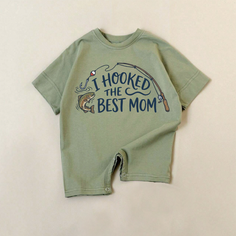 I HOOKED THE BEST MOMベビーフィッシュグリーンロンパース - 緑 - 18～24ヶ月 - image 1
