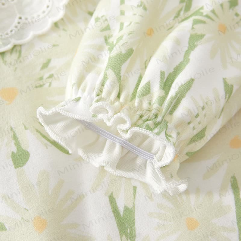 女の子用フラワーグリーンロンパース - image 5