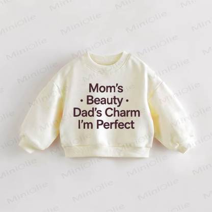 MOM'Sの美しさ、パパの魅力、Mは完璧なBABY。ベビー幼児向けスローガンスウェットシャツ - クリーム - 3～5歳 - image 1