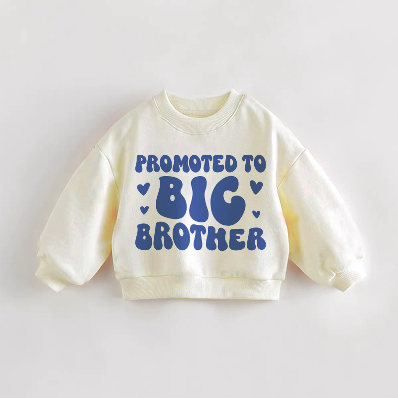 PROMOTED TO BIG BROTHER！幼児用スローガン入りクリームスウェットシャツ - クリーム - 3～5歳 - image 1