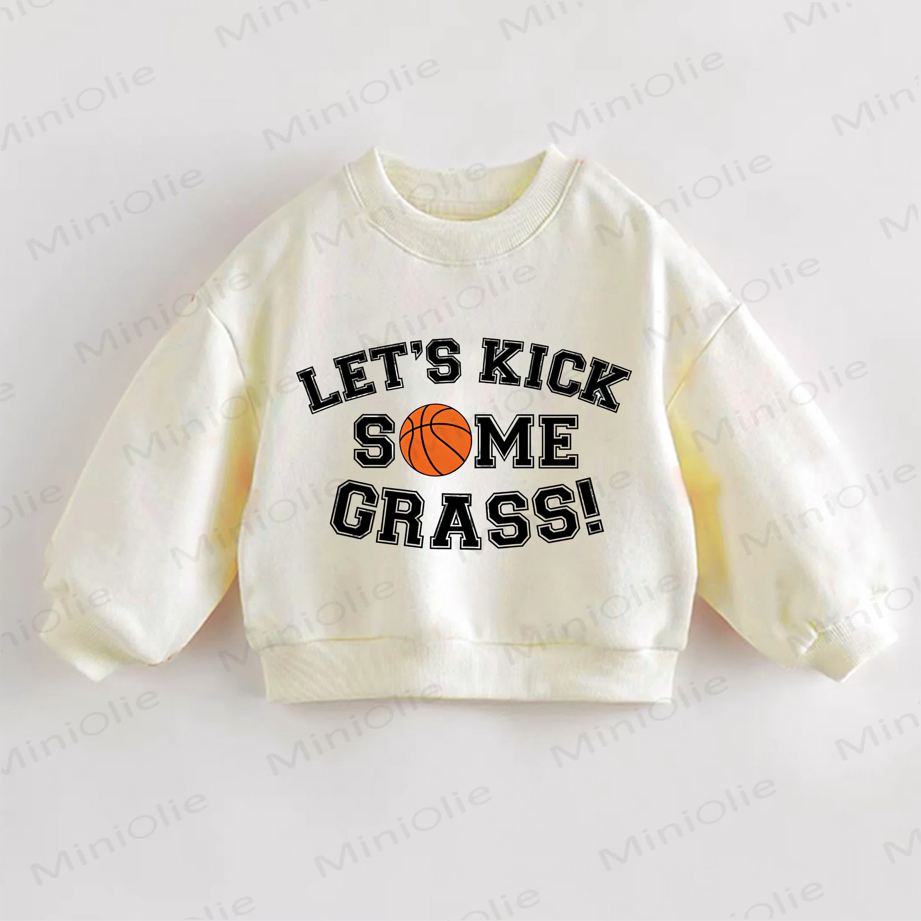 LET'S KICK SOME GRASS!・幼児用スウェットシャツ - クリーム - 3～5歳 - image 1