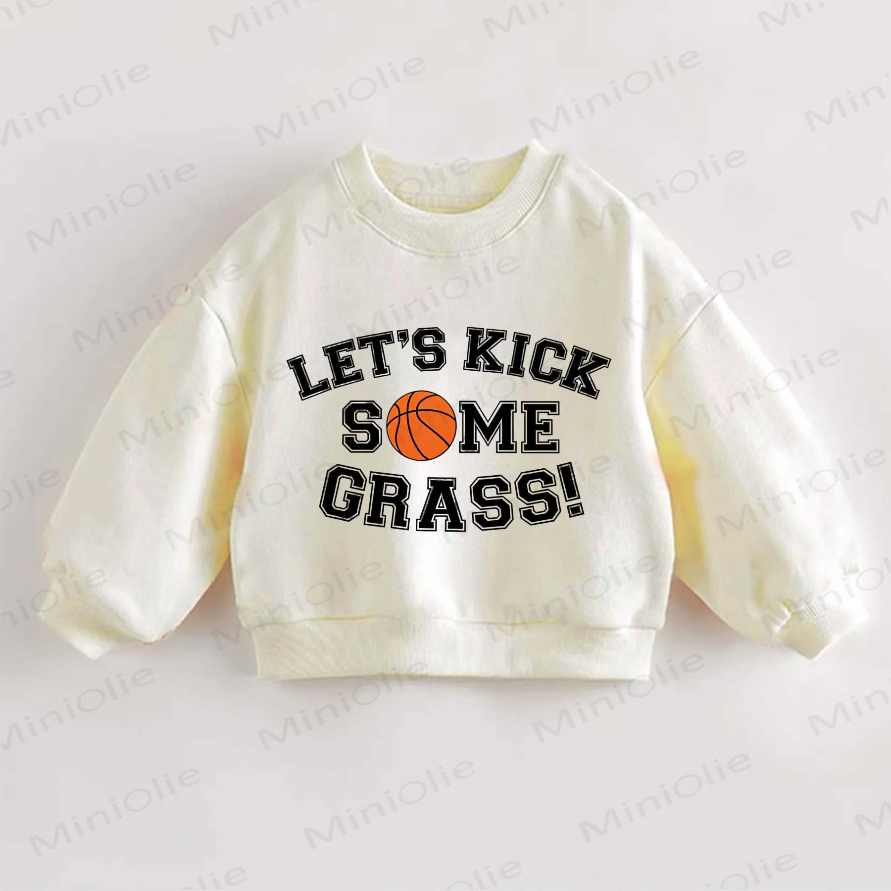 LET'S KICK SOME GRASS!・幼児用スウェットシャツ - クリーム - 3～5歳 - image 1