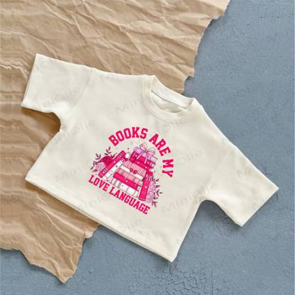 BOOKS ARE MY LOVE LANGUAGEベビーブックプリント ホワイトカジュアルTシャツ - 白 - 2～3歳 - image 1