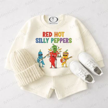 RED HOT SILLY PEPPERSベビークリームホワイトスウェットシャツ＆ショーツ 2点セット - クリームホワイト - 3～4歳 - image 1