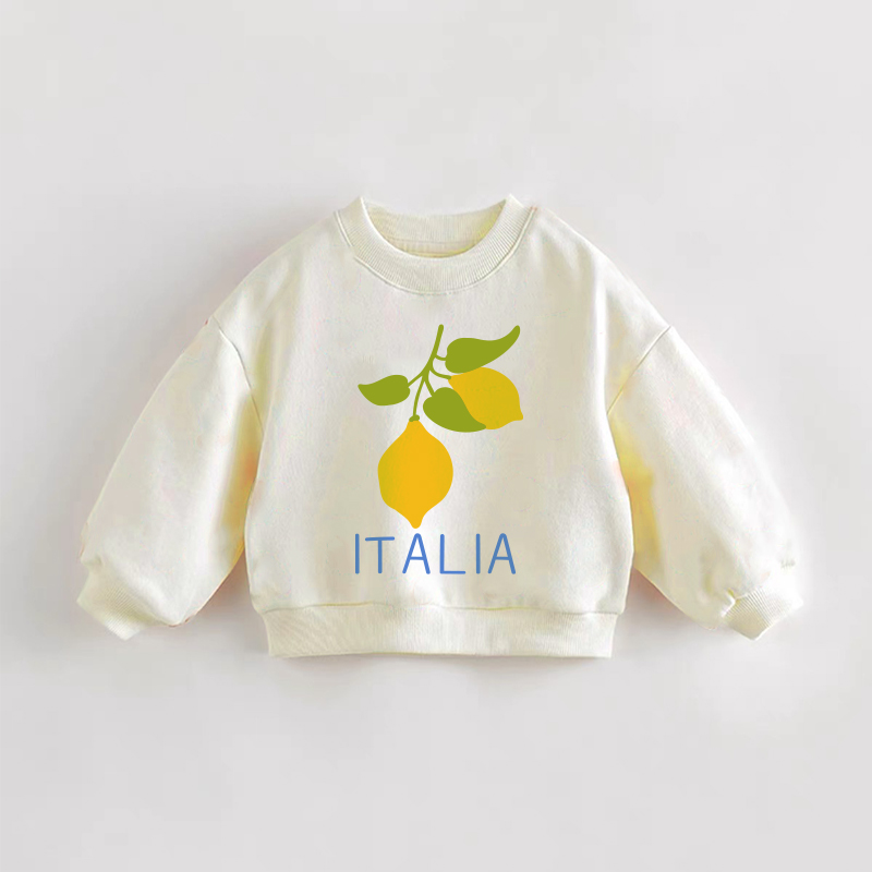 IT ALIAベビー幼児用レモン柄スウェットシャツ - クリーム - 3～5歳 - image 1