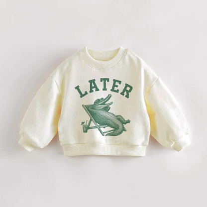 LATERベビー幼児用クロコダイル柄クリームスウェットシャツ - クリーム - 3～5歳 - image 1