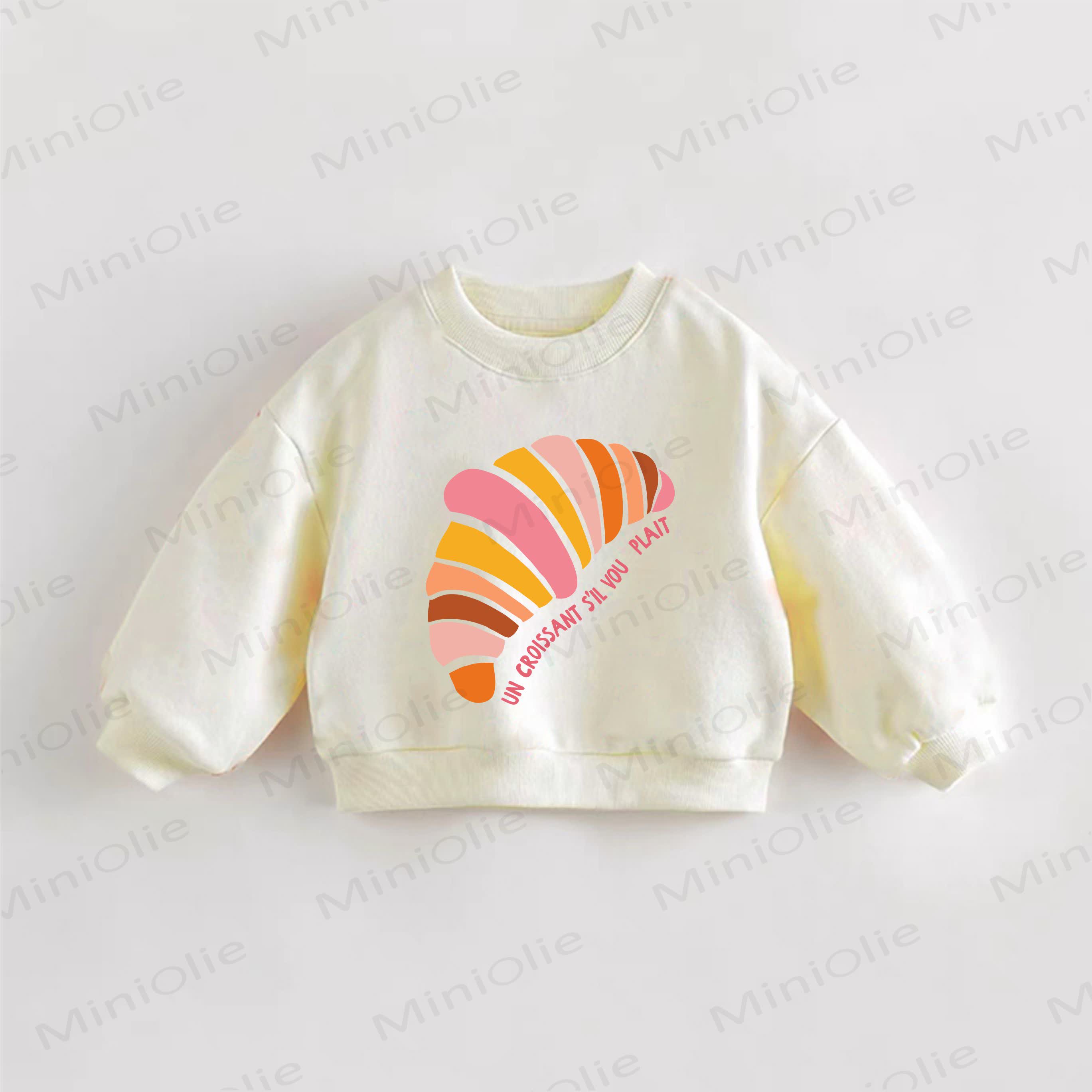 UN CROISSANT S'IL VOU PLAIT幼児 クロワッサン プリント スウェットシャツ - クリーム - 3～5歳 - image 1