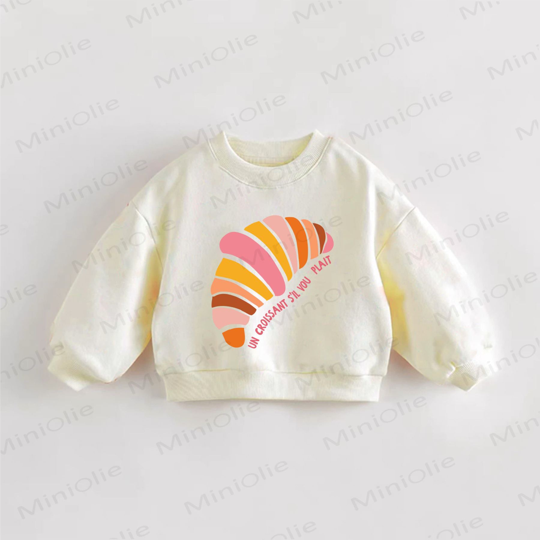 UN CROISSANT S'IL VOU PLAIT幼児 クロワッサン プリント スウェットシャツ - クリーム - 3～5歳 - image 1