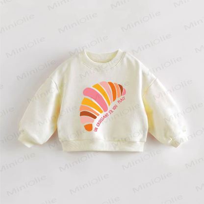 UN CROISSANT S'IL VOU PLAIT幼児 クロワッサン プリント スウェットシャツ - クリーム - 3～5歳 - image 1