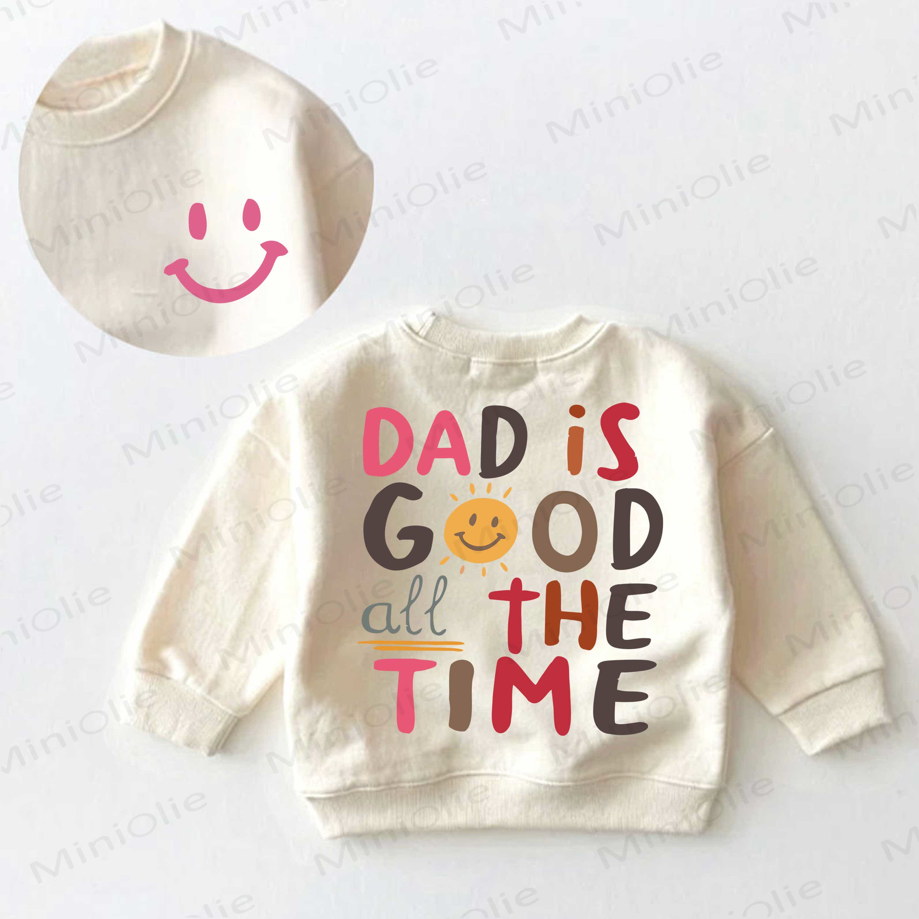 パパはいつもGOOD子だよ ベビー幼児用スマイリーフェイススウェットシャツ - クリーム - 3～5歳 - image 1