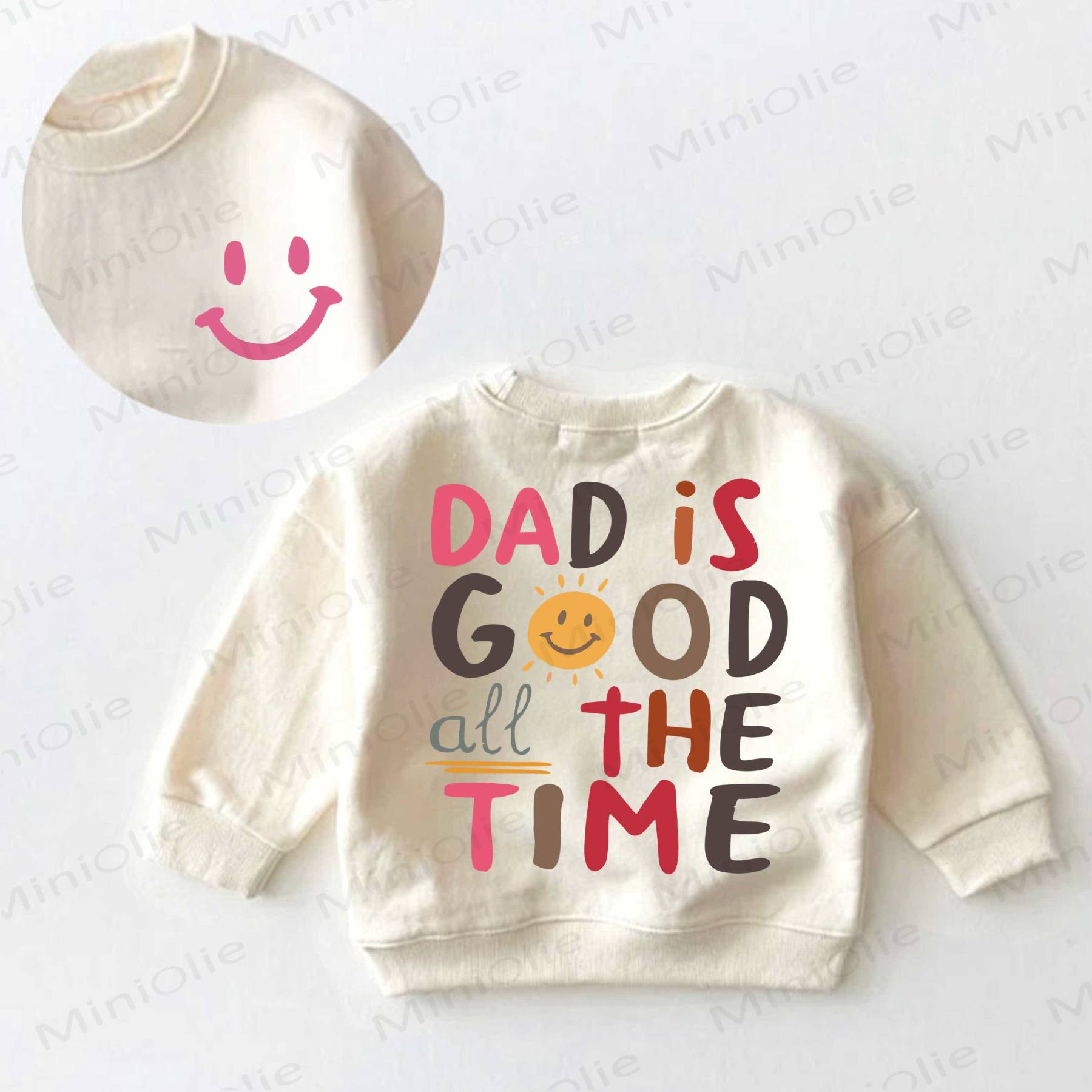 パパはいつもGOOD子だよ ベビー幼児用スマイリーフェイススウェットシャツ - クリーム - 3～5歳 - image 1