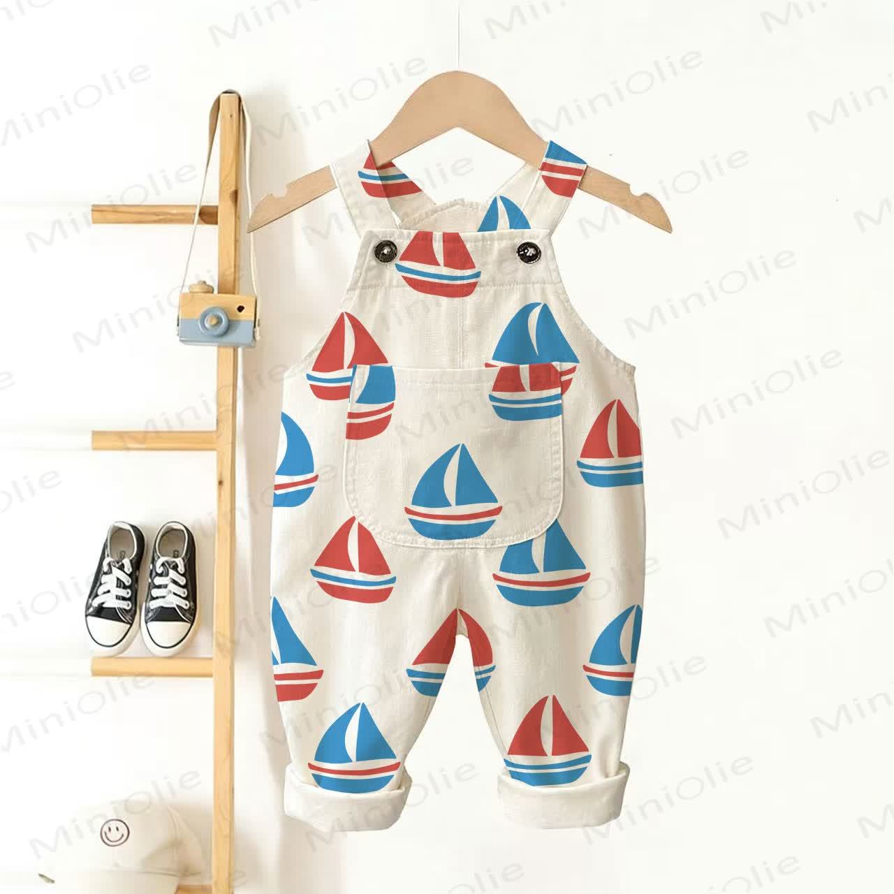 ベビー・幼児用ヨット柄オーバーオール - 白 - 3～5歳 - image 1