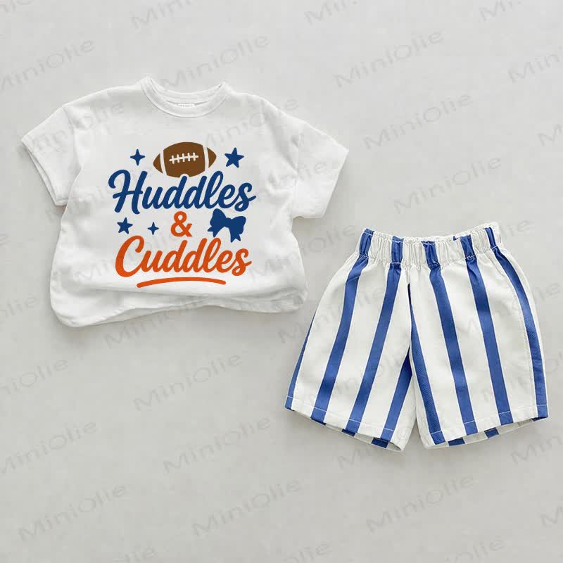 HUDDLES&CUDDLESベビーガールズ ブルー 縦ストライプ 2点セット - ホワイト＆ブルー - 2～3歳 - image 1