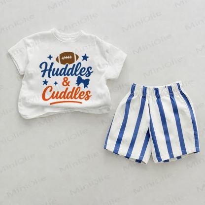 HUDDLES&CUDDLESベビーガールズ ブルー 縦ストライプ 2点セット - ホワイト＆ブルー - 2～3歳 - image 1