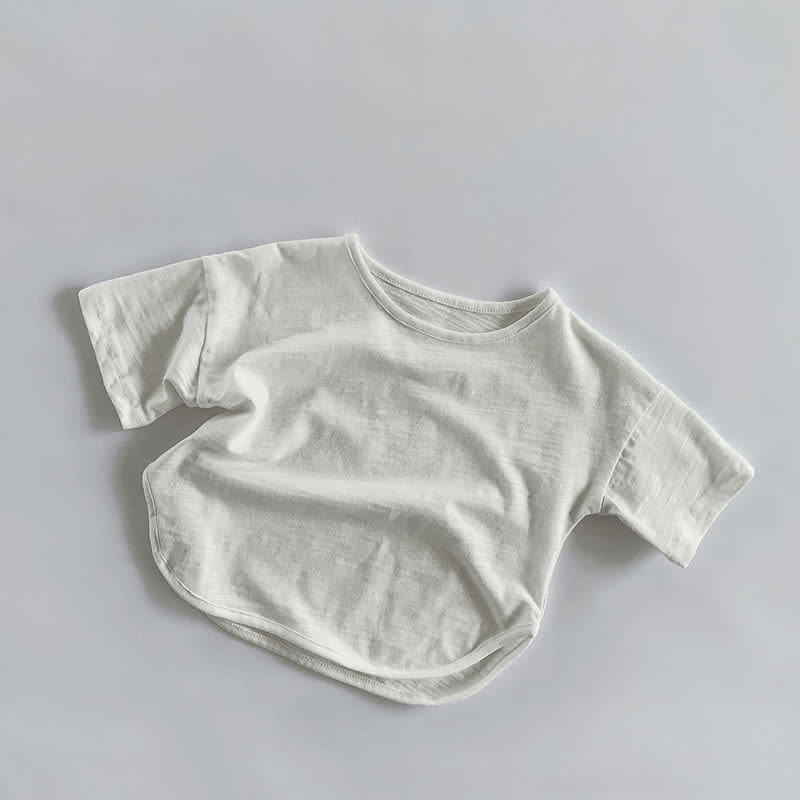 幼児男の子用レトロ無地Tシャツ - 白 - 7～9歳 - image 2