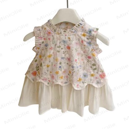 ベビー幼児女の子用スウィートフラワーノースリーブDress - image 4