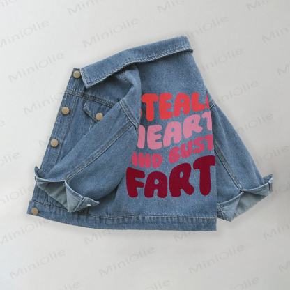 STEALING HEART AND BUSTING FARTS幼児用デニムジャケット - 青 - 10-11歳 - image 1