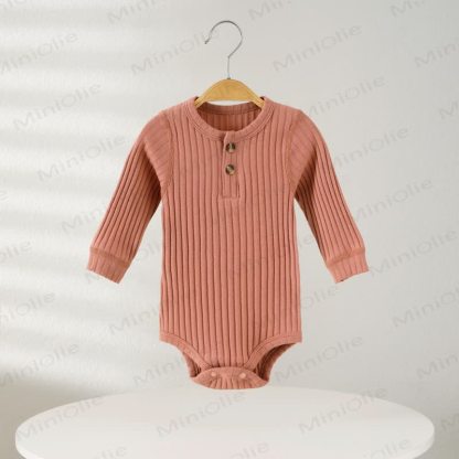 ベビーリブ無地ボタンボディスーツ - ピンク - 18～24ヶ月 - image 4