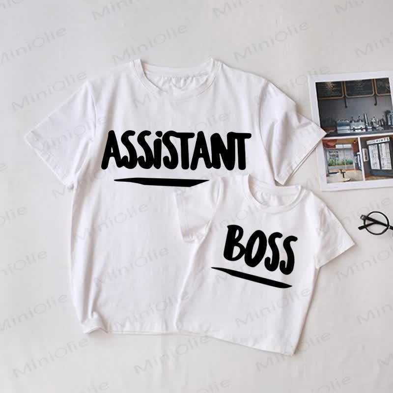ASSISTANT/BOSSベビー ホワイト ファミリーお揃いTシャツ - 白 - 大人用Tシャツ: XL - image 1