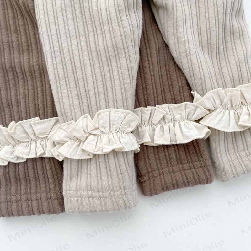 ベビーガールズ フリース裏地 レースリブ レギンス - image 7