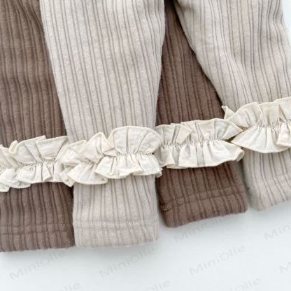 ベビーガールズ フリース裏地 レースリブ レギンス - image 7