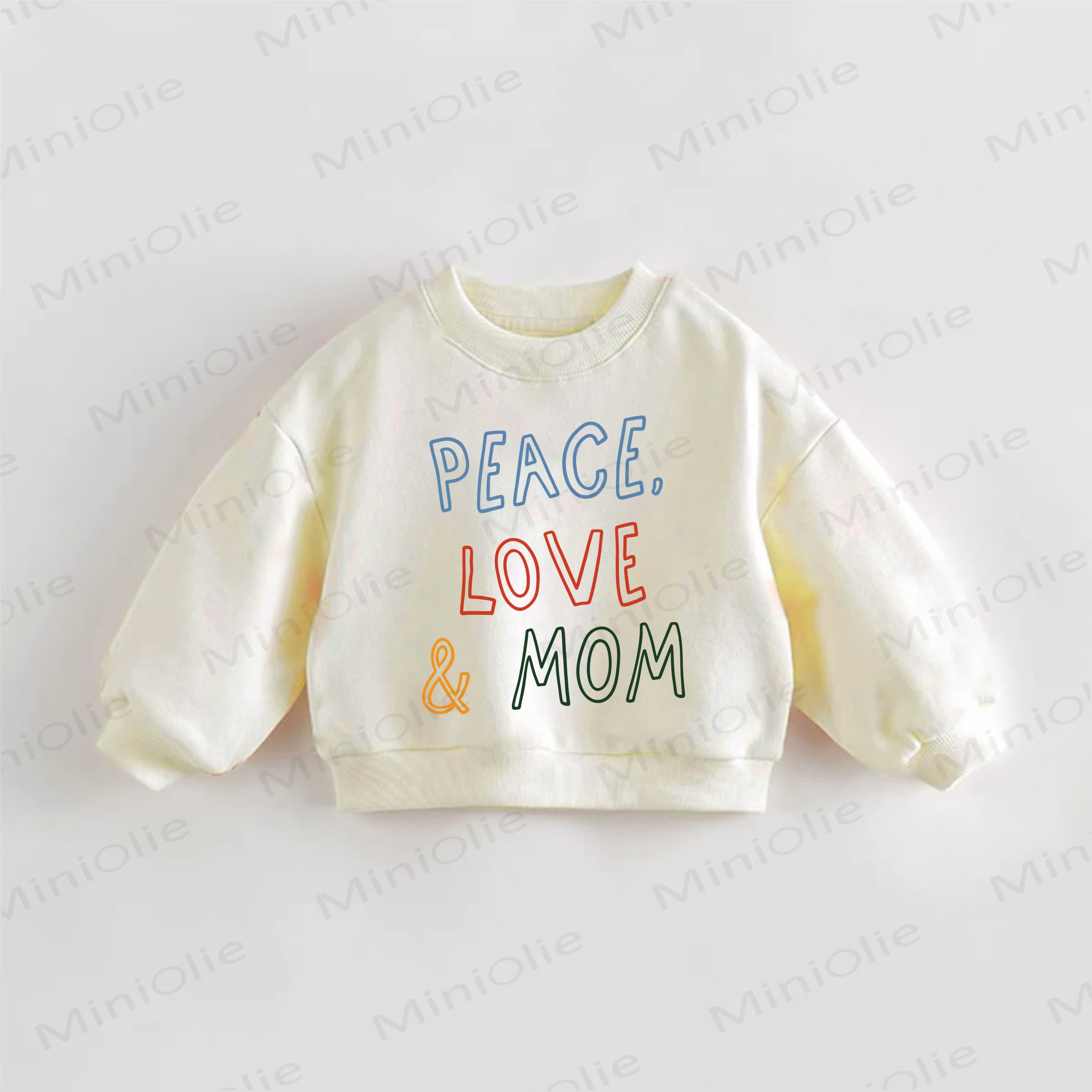 PEACE, LOVE&MOM幼児用スローガンスウェットシャツ - クリーム - 3～5歳 - image 1