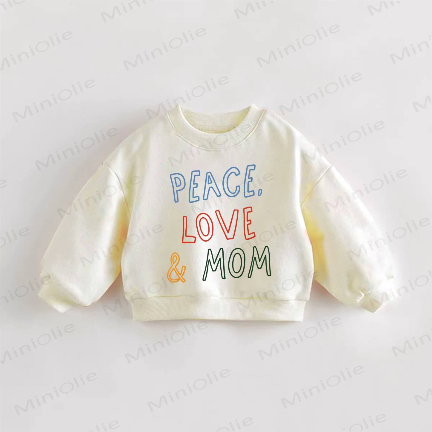 PEACE, LOVE&MOM幼児用スローガンスウェットシャツ - クリーム - 3～5歳 - image 1