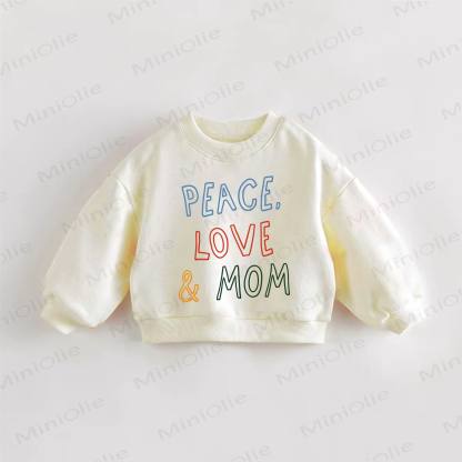 PEACE, LOVE&MOM幼児用スローガンスウェットシャツ - クリーム - 3～5歳 - image 1