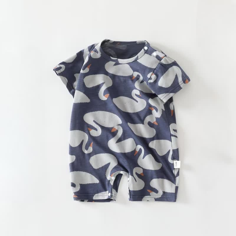 赤ちゃん用動物/フルーツ柄サマーロンパース - ブルースワン - 18～24ヶ月 - image 4