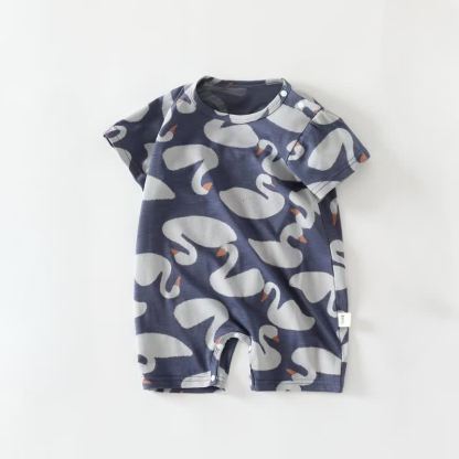 赤ちゃん用動物/フルーツ柄サマーロンパース - ブルースワン - 18～24ヶ月 - image 4