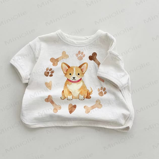子犬の骨柄Tシャツ - 白 - 18～24ヶ月 - image 1