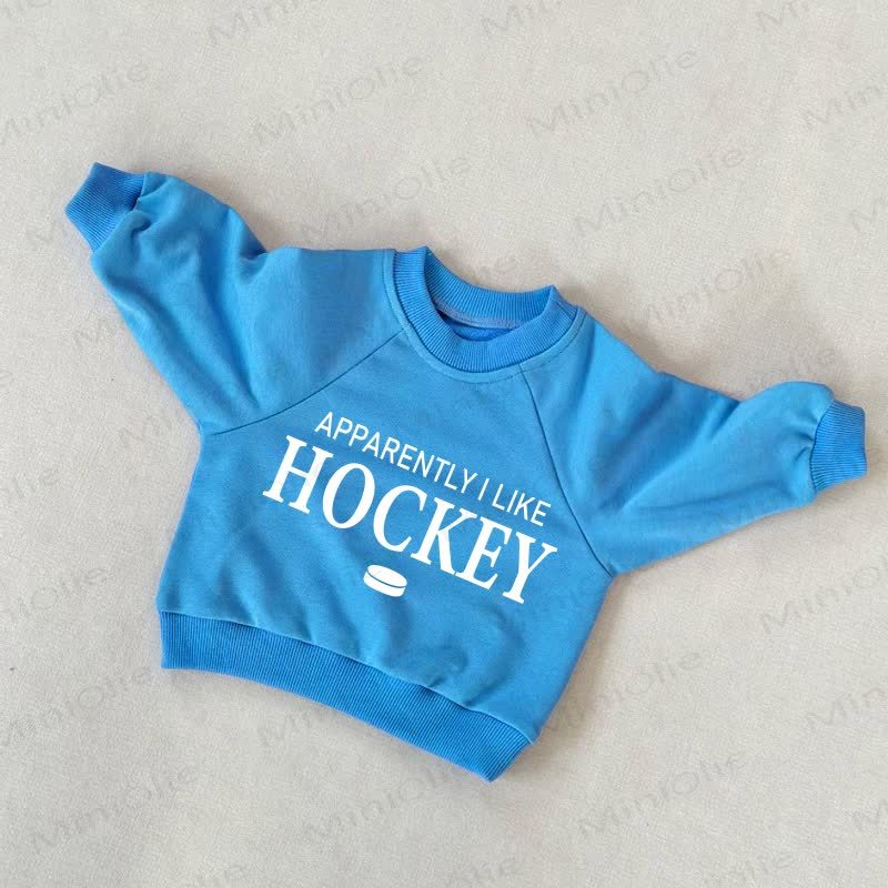APPARENTLY I LIKE HOCKEY幼児用ブルースウェットシャツ - 青 - 3～5歳 - image 1