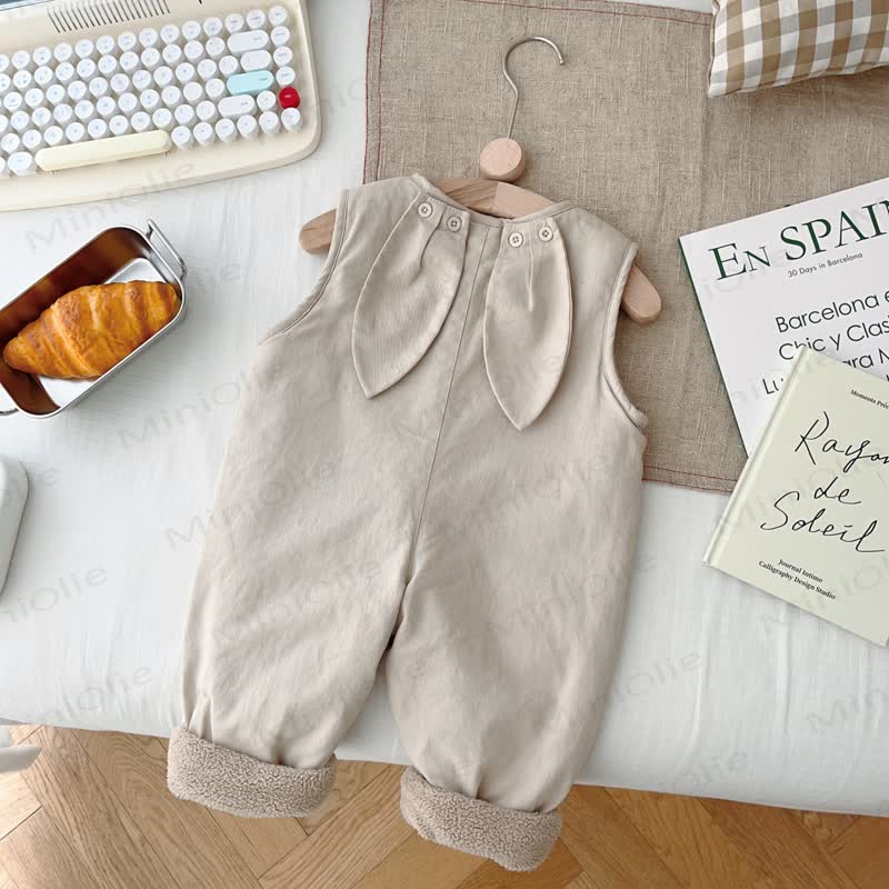 ベビー幼児用バニーフリース裏地オーバーオール - ベージュ - 5～7歳 - image 6