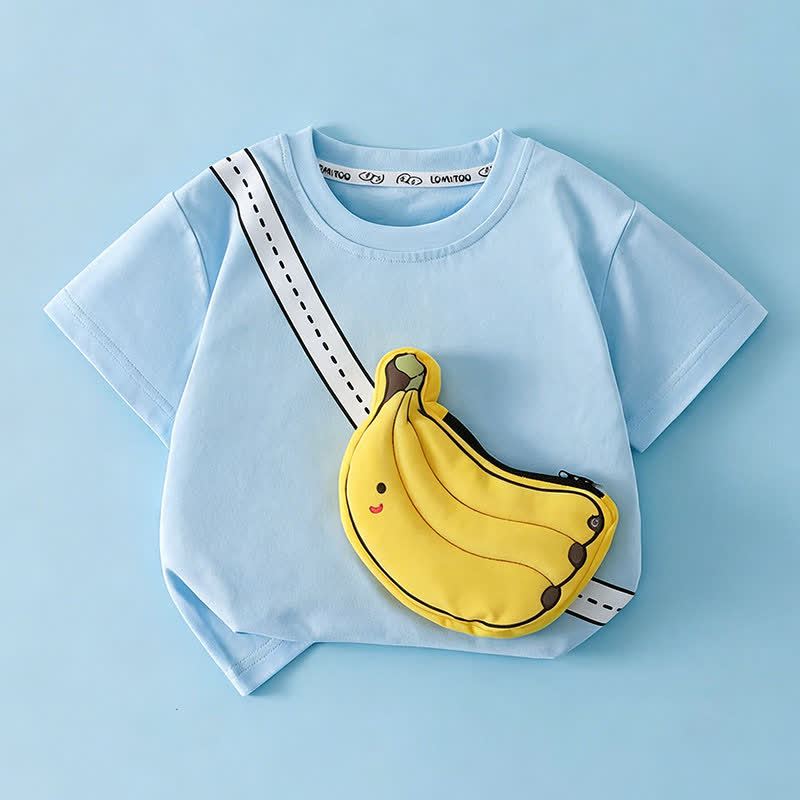 幼児用スマイリーフルーツ3DクロスボディバッグTシャツ - 青 - 8-9T - image 5
