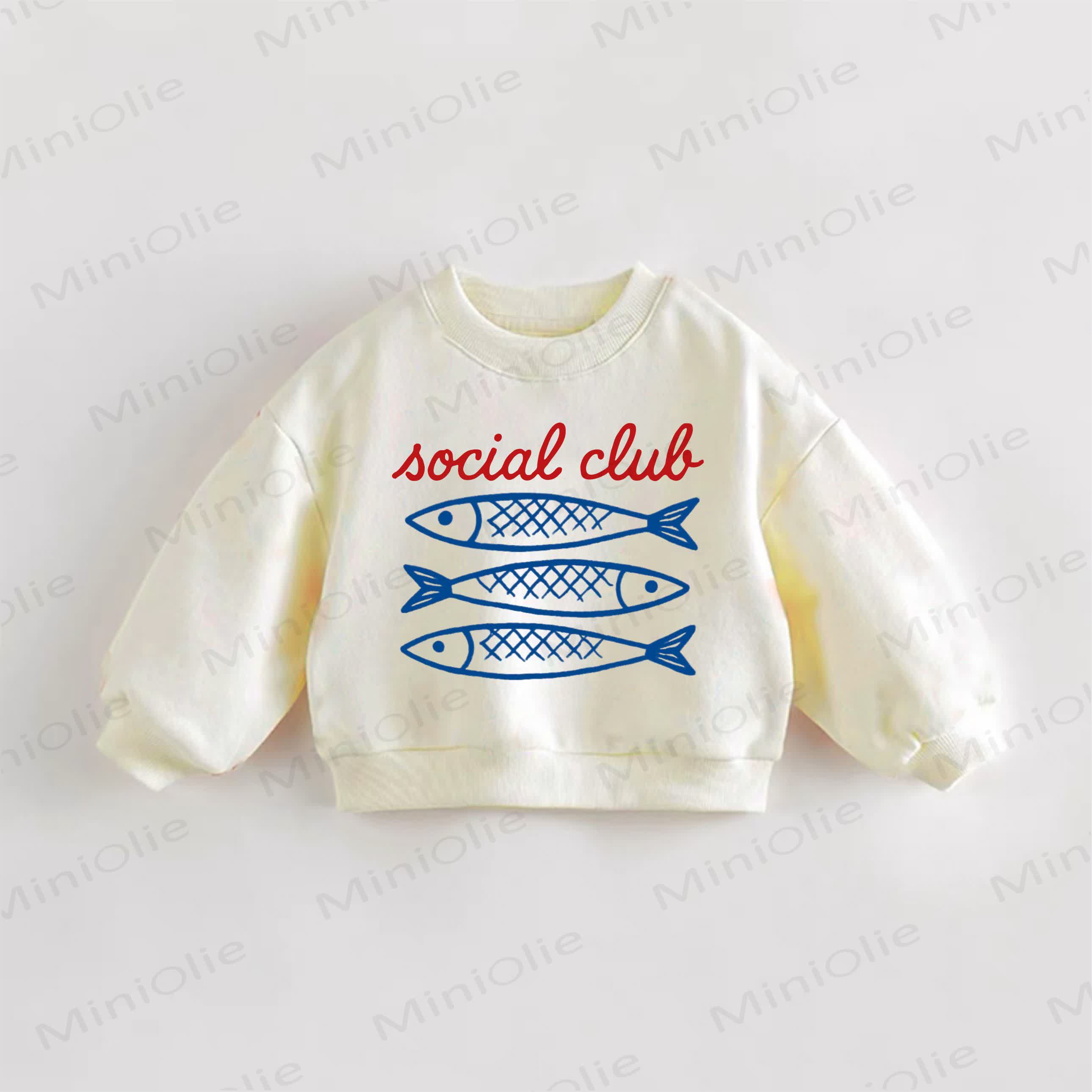 SOCIAL CLUB BABY幼児用イワシ柄スウェットシャツ - クリーム - 3～5歳 - image 1