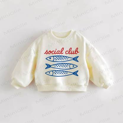SOCIAL CLUB BABY幼児用イワシ柄スウェットシャツ - クリーム - 3～5歳 - image 1