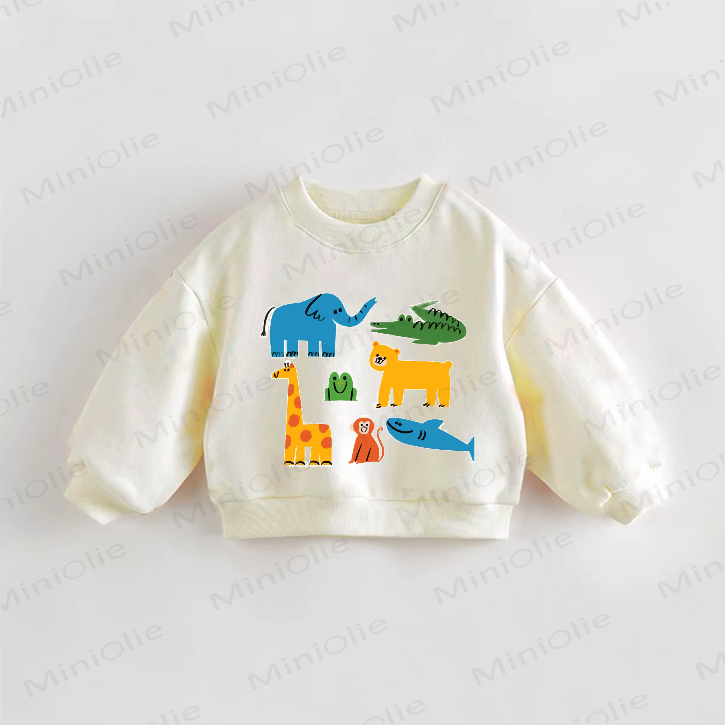 ベビー・幼児用動物柄スウェットシャツ - クリーム - 3～5歳 - image 1