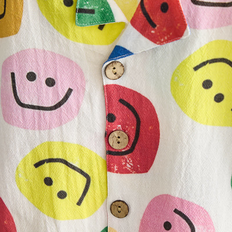 幼児男の子用スマイルフェイスプリントシャツ＆ショートパンツ2点セット - image 5