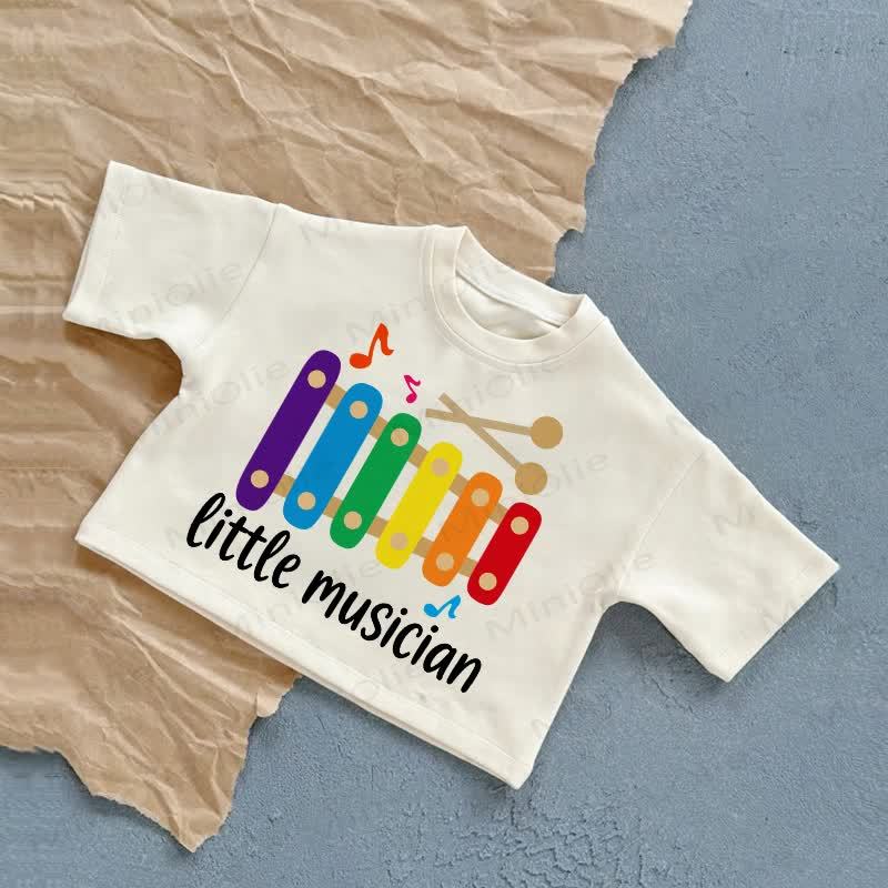 LITTLE MUSICIANベビー木琴プリント ホワイト カジュアルTシャツ - 白 - 2～3歳 - image 1