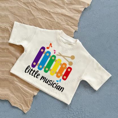 LITTLE MUSICIANベビー木琴プリント ホワイト カジュアルTシャツ - 白 - 2～3歳 - image 1