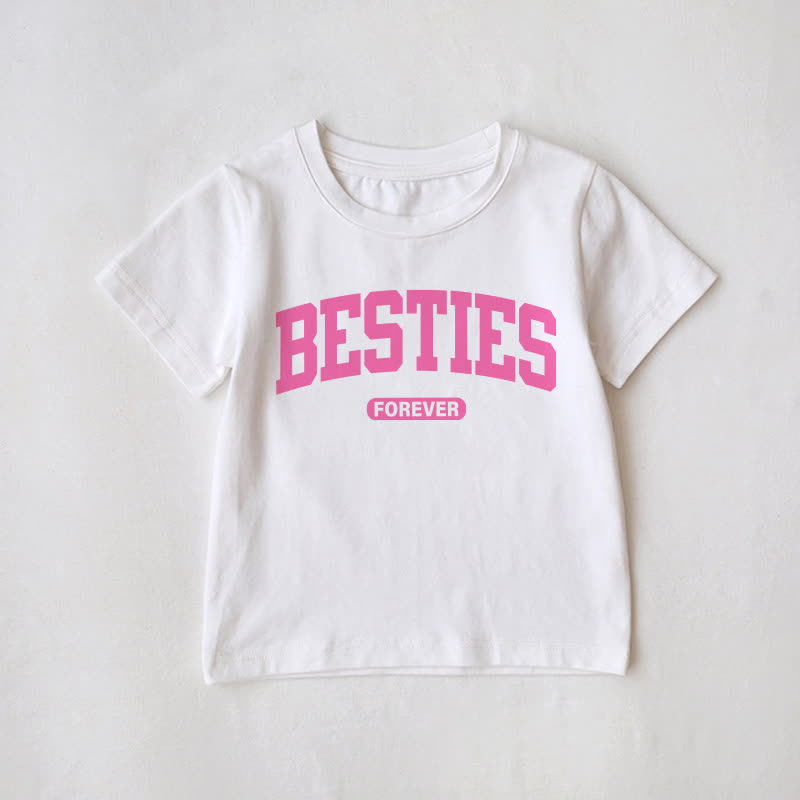 BESTIES FOREVERファミリー ホワイト スローガン お揃いTシャツ - 白 - ベビーTシャツ: 2～3歳 - image 3