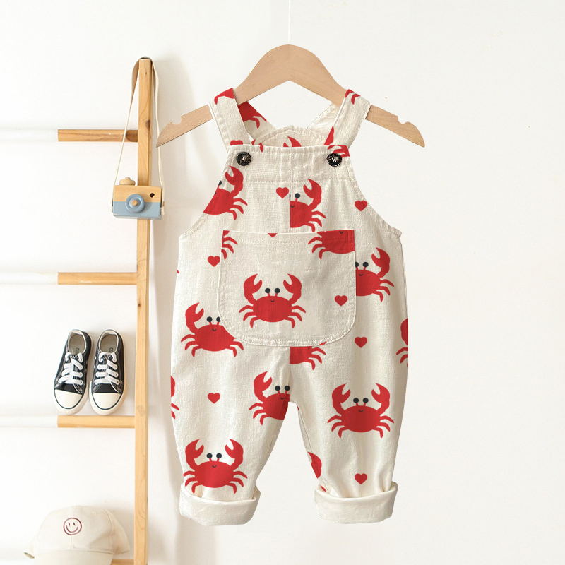 ベビー・幼児用ベージュの蟹柄オーバーオール - ベージュ - 3～5歳 - image 1