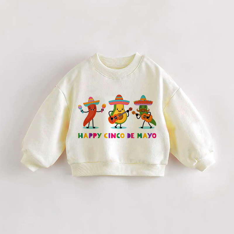 HAPPY CINCO DE MAYO！ベビー・幼児用アボカド＆チリクリームスウェットシャツ - クリーム - 3～5歳 - image 1