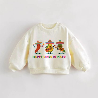 HAPPY CINCO DE MAYO！ベビー・幼児用アボカド＆チリクリームスウェットシャツ - クリーム - 3～5歳 - image 1