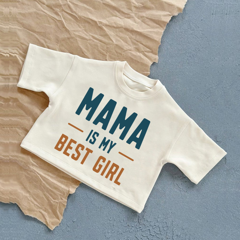 MAMA IS MY BEST GIRLベビースローガン入りホワイトカジュアルTシャツ - 白 - 2～3歳 - image 1