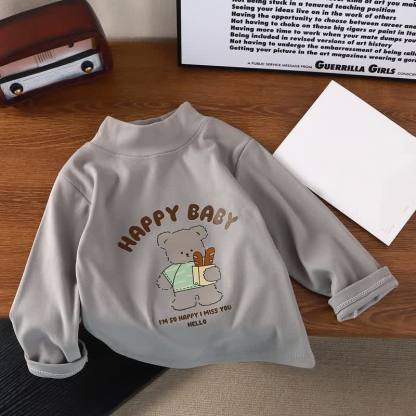 HAPPY BABY幼児用クマ柄長袖Tシャツ - グレー - 8-9T - image 4