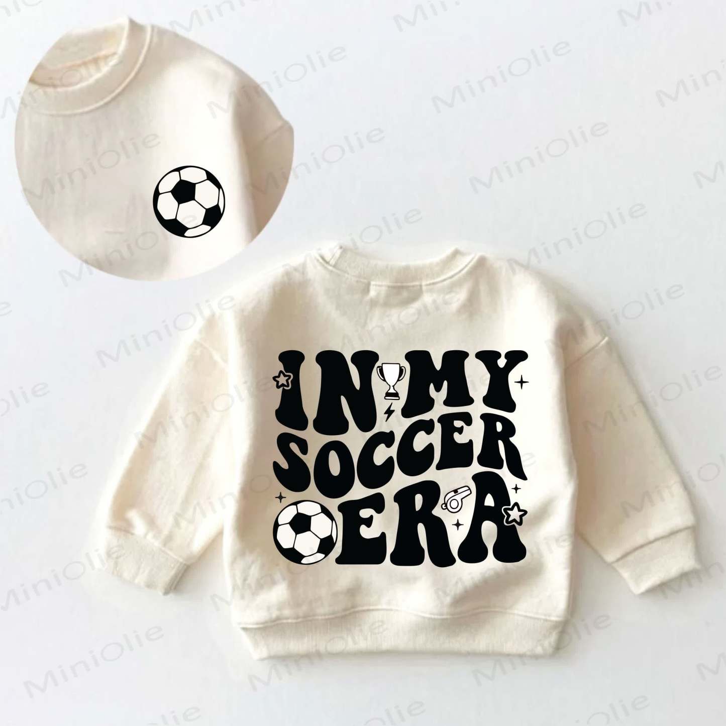 IN MY SOCCER ERAベビー幼児用クリームスウェットシャツ - クリーム - 3～5歳 - image 1