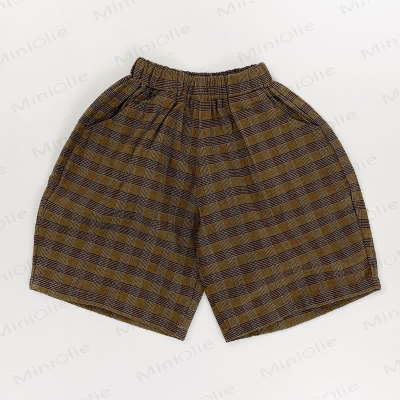 幼児用コットンチェック柄ショートパンツ - 緑 - 6～7歳 - image 9