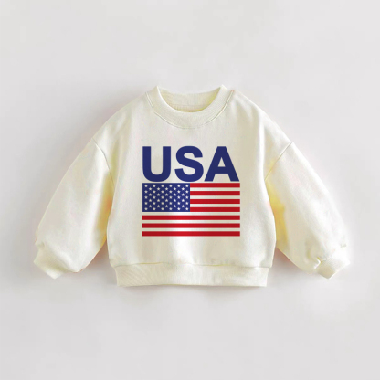 USA柄のベビー幼児用クリームスウェットシャツ - クリーム - 3～5歳 - image 1